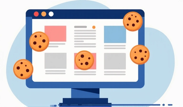 Egy digitális sütikkel teli böngészőablak ikonja